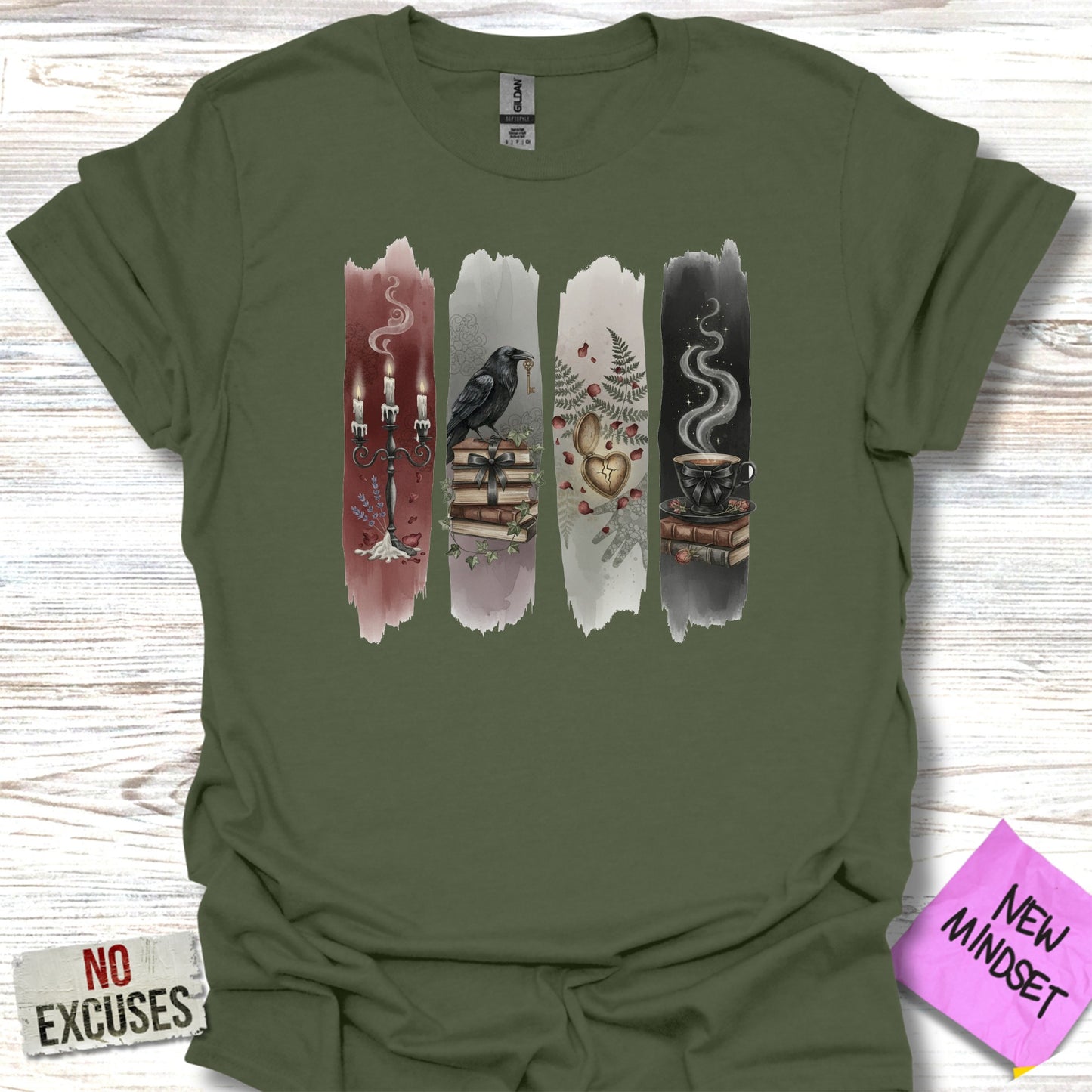 Artistic Elements on Dark Green T-Shirt product type