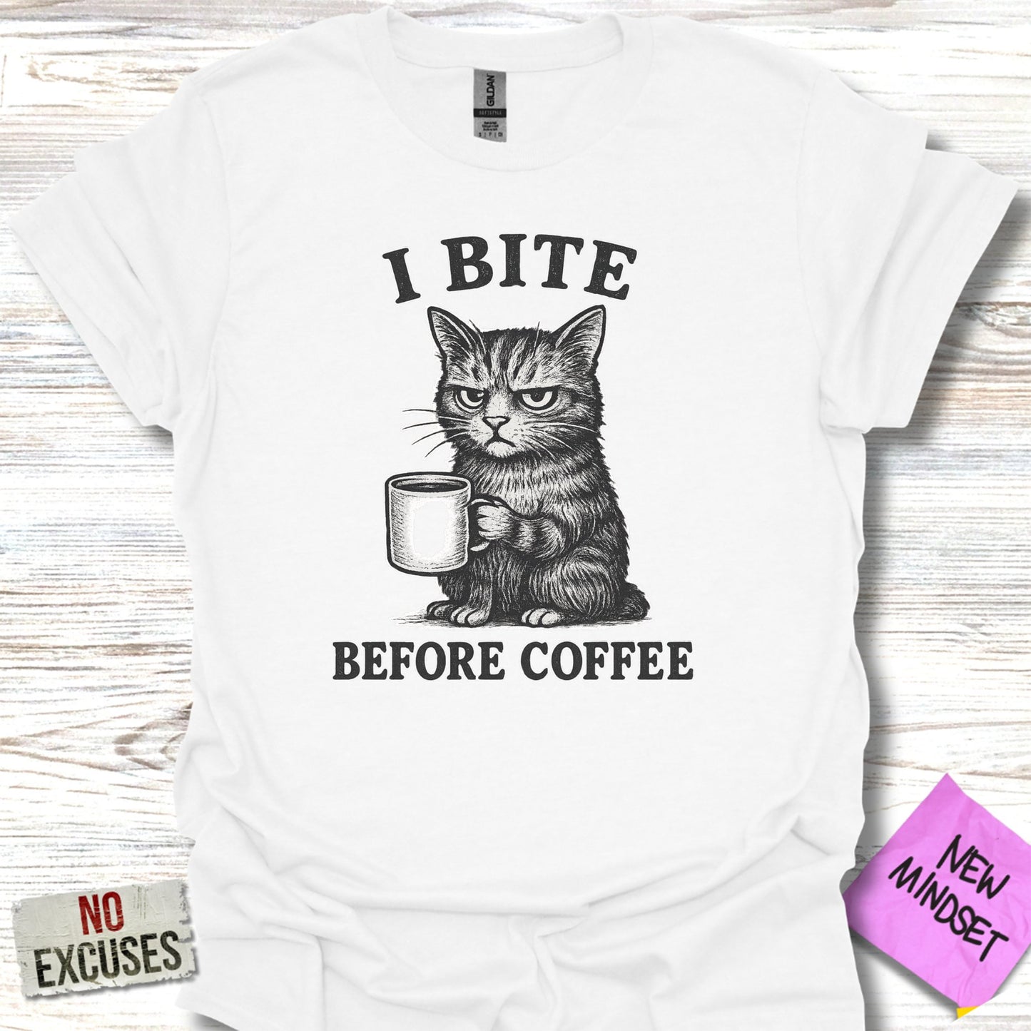 I Bite Before Coffee Cat Graphic Tee product
