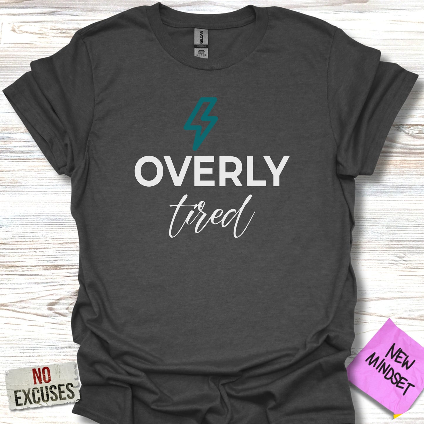 Overly Tired Graphic Tee with Lightning Bolt product type