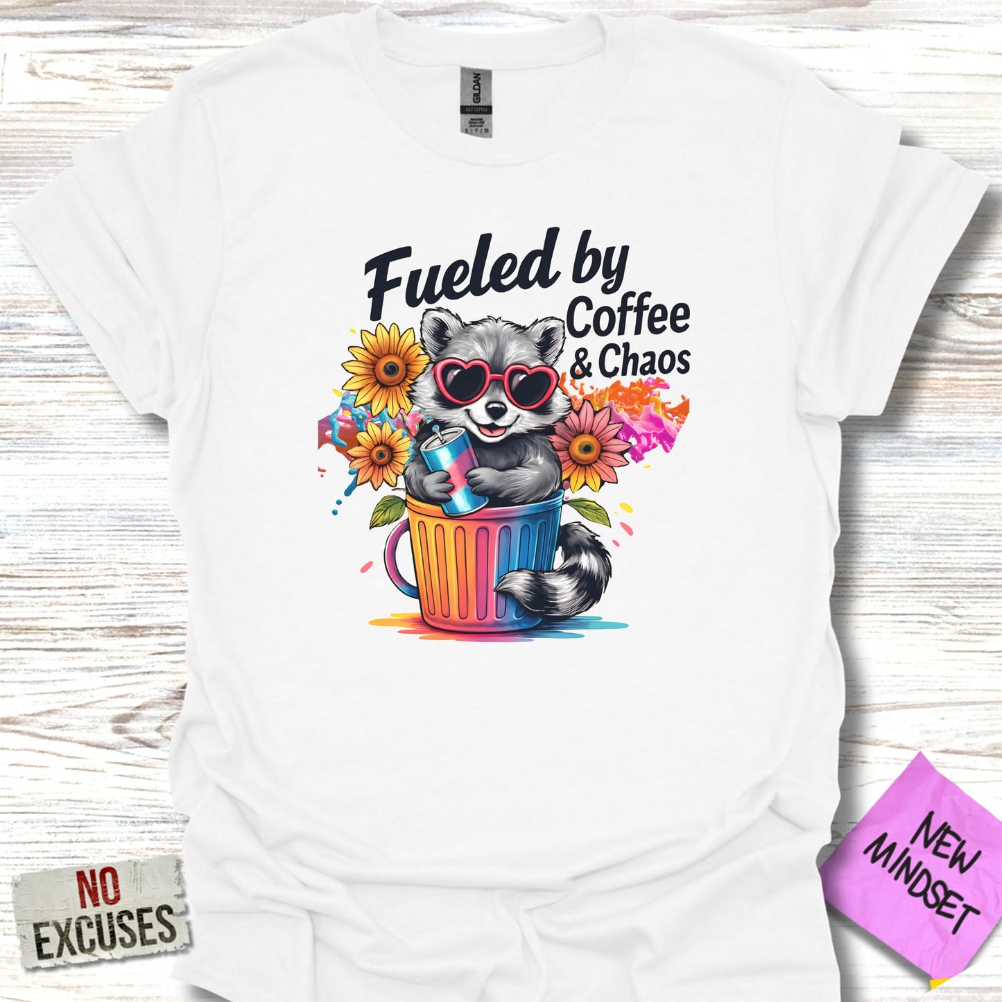 Fueled by Coffee and Chaos Raccoon T-Shirt product