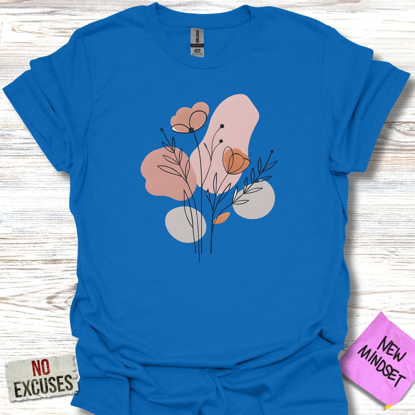 Floral Abstract Design On Blue Shirt product type