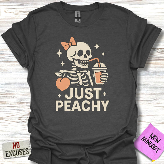 Just Peachy Smiling Skeleton Graphic Tee product