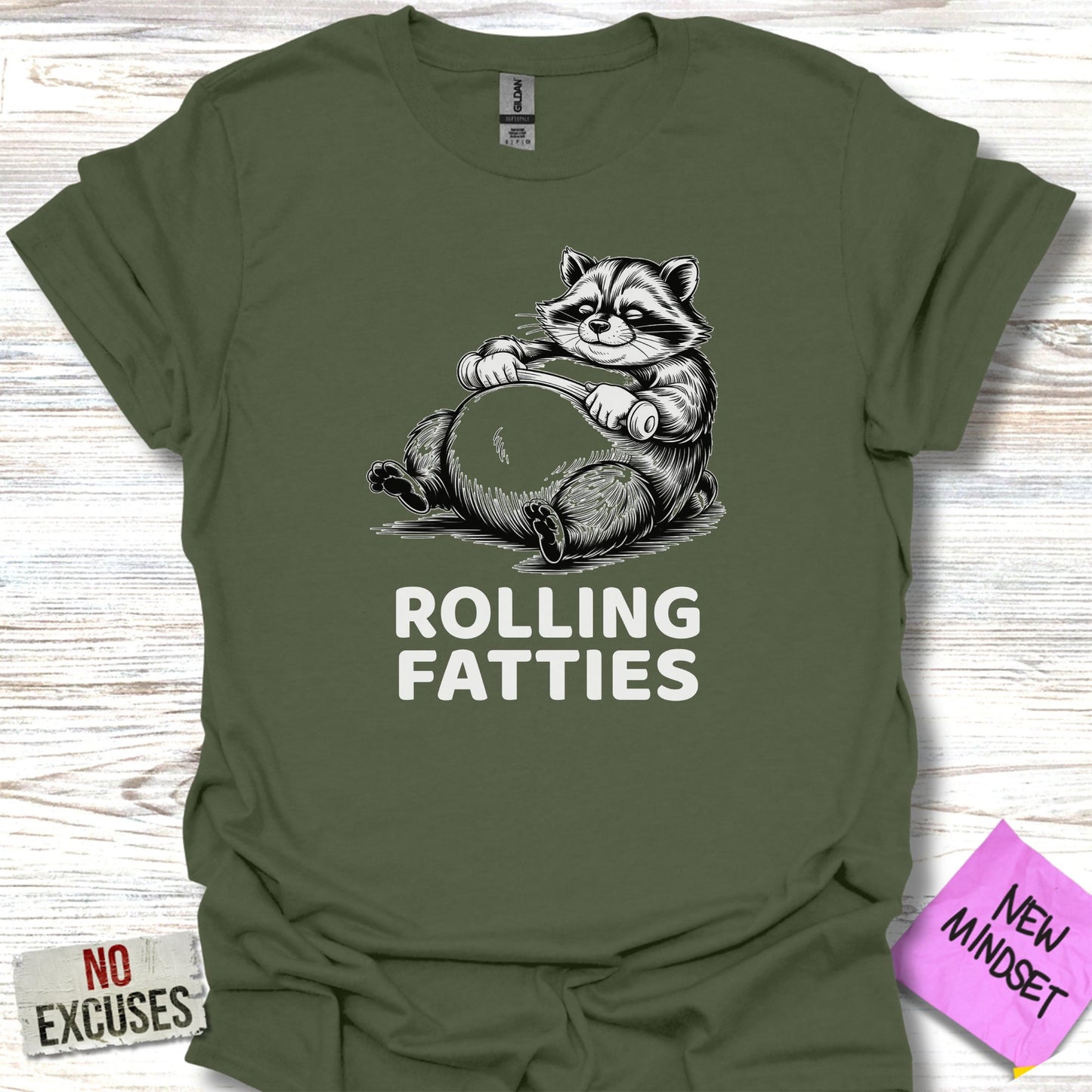 Rolling Fatties Funny Raccoon T-shirt product type