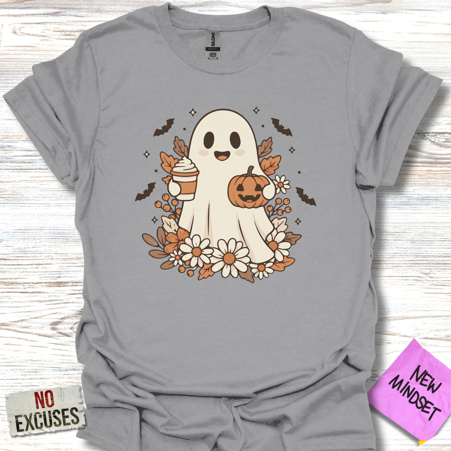 Halloween Ghost with Pumpkin Floral Design shirt