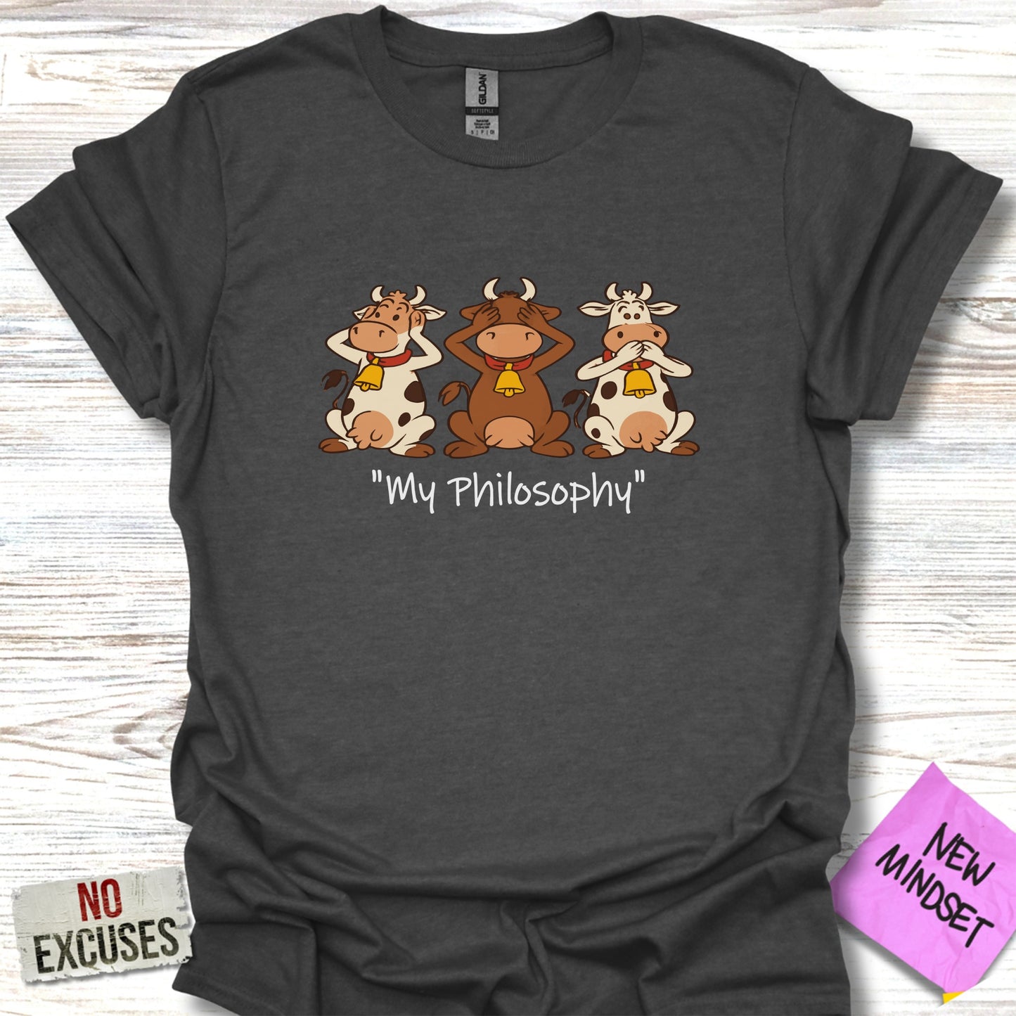 Cute Cartoon Cows My Philosophy Graphic Shirt product