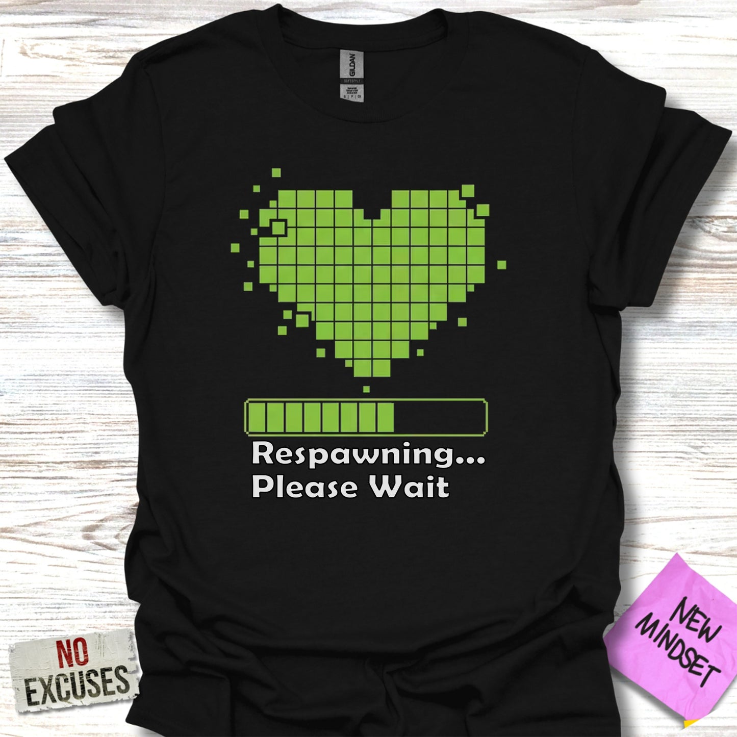 Respawning Please Wait Green Heart Graphic T-Shirt product