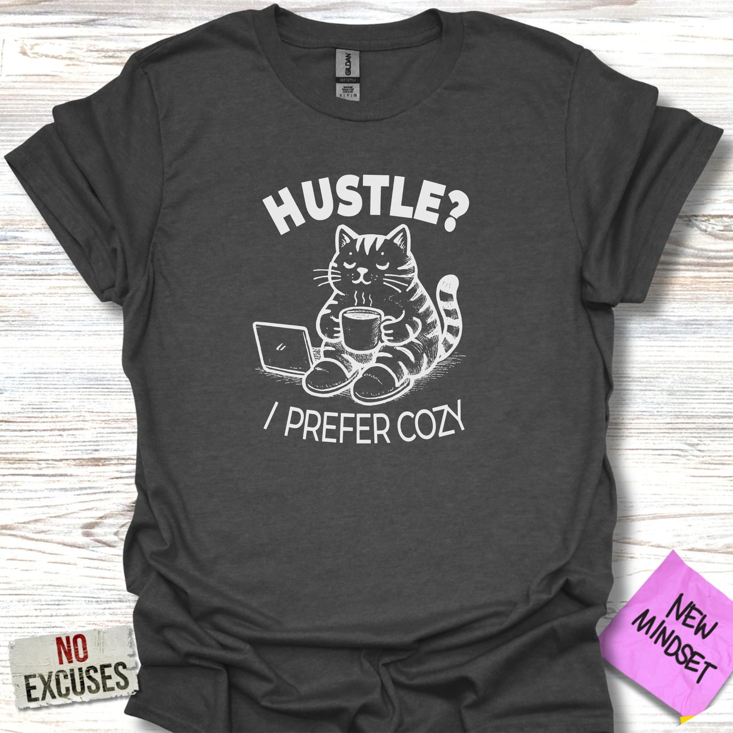 Hustle I Prefer Cozy Cute Cat Graphic T-Shirt product