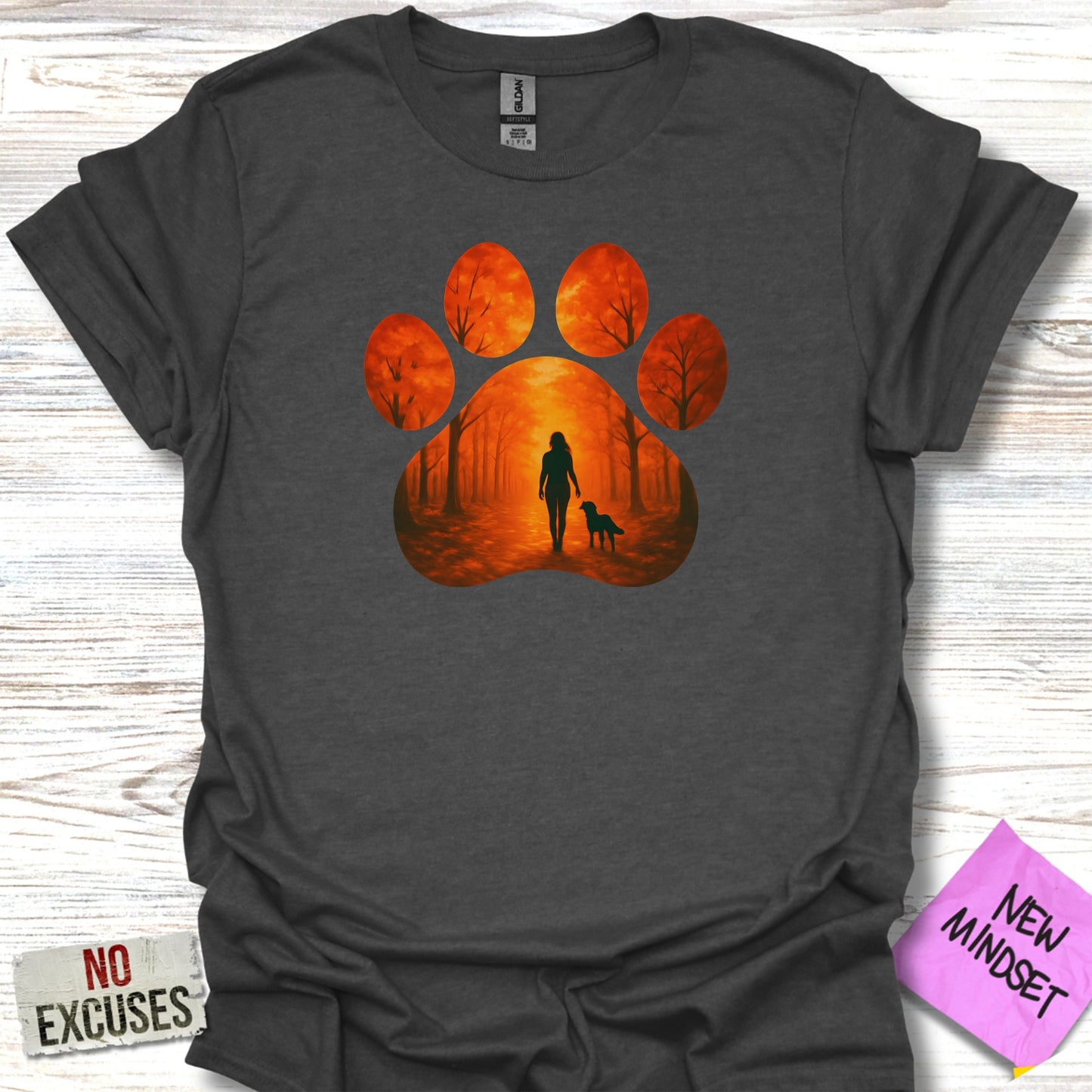 Paw Print Sunset Forest Silhouette Design Shirt product