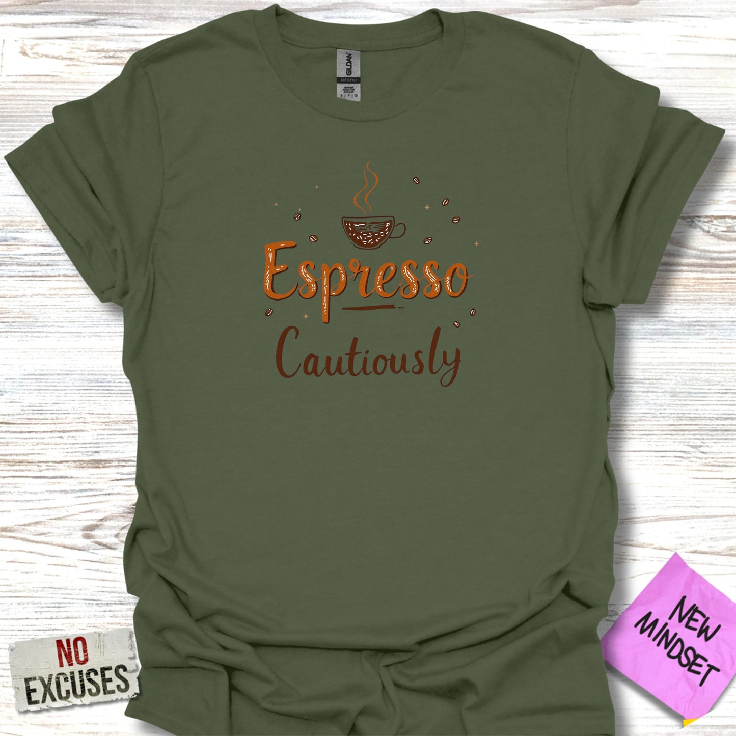 Espresso Cautiously Graphic T-Shirt Product