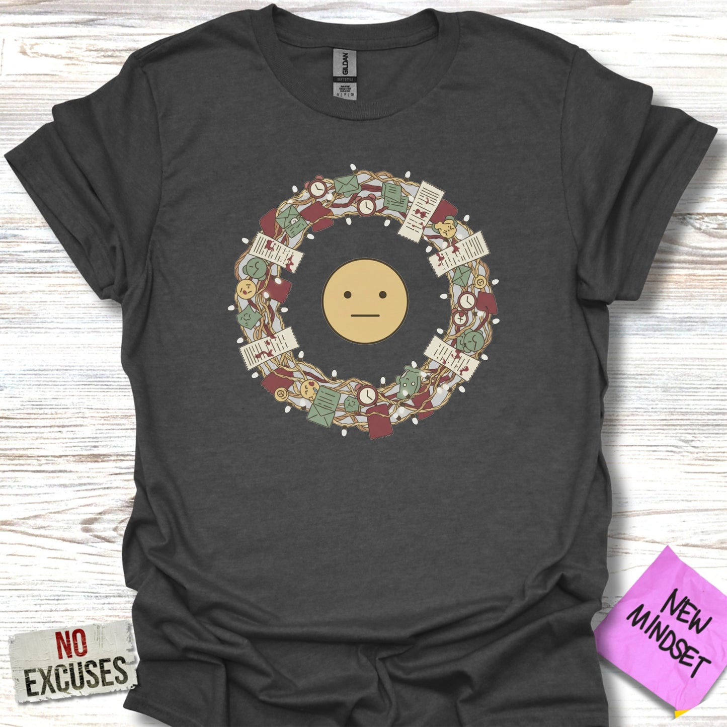 Creative Emoji Face and Documents Graphic T-Shirt product