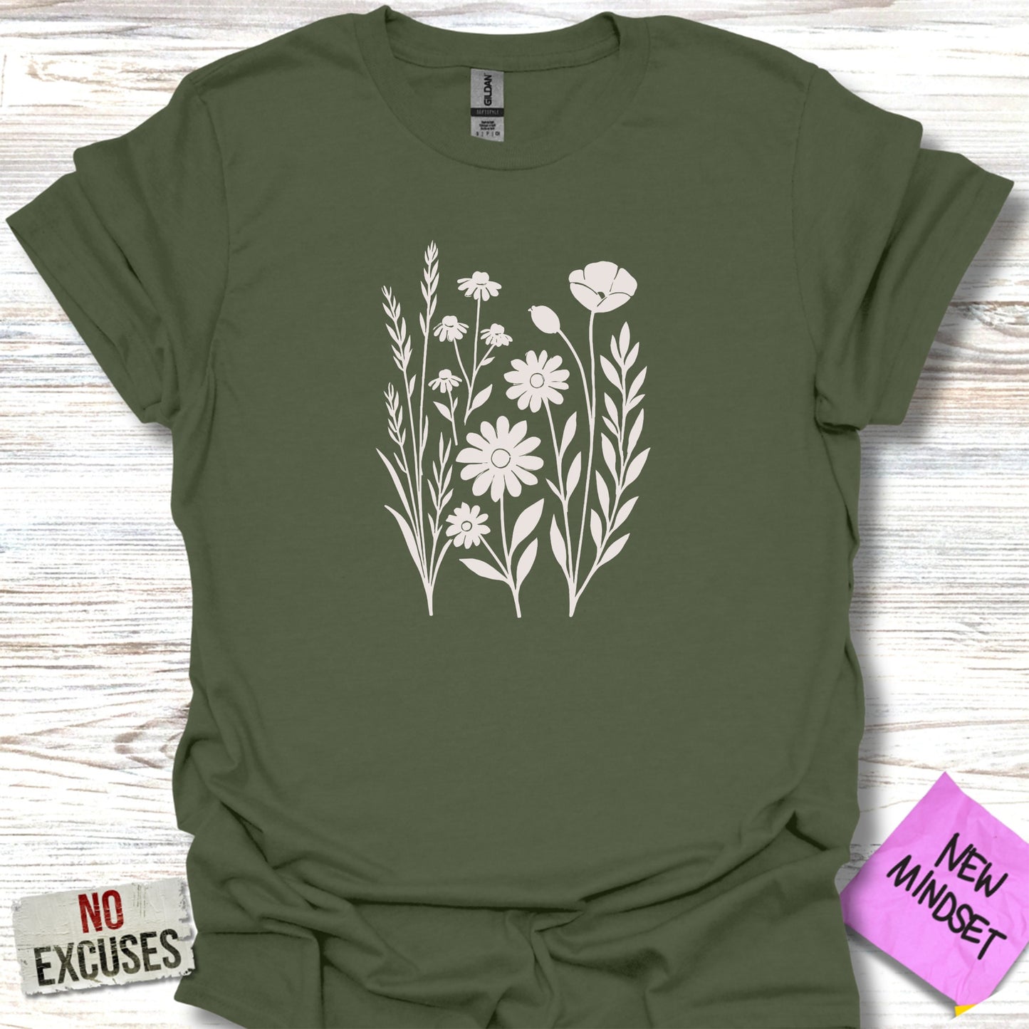 Floral Design Green T-Shirt Inspirational Apparel product