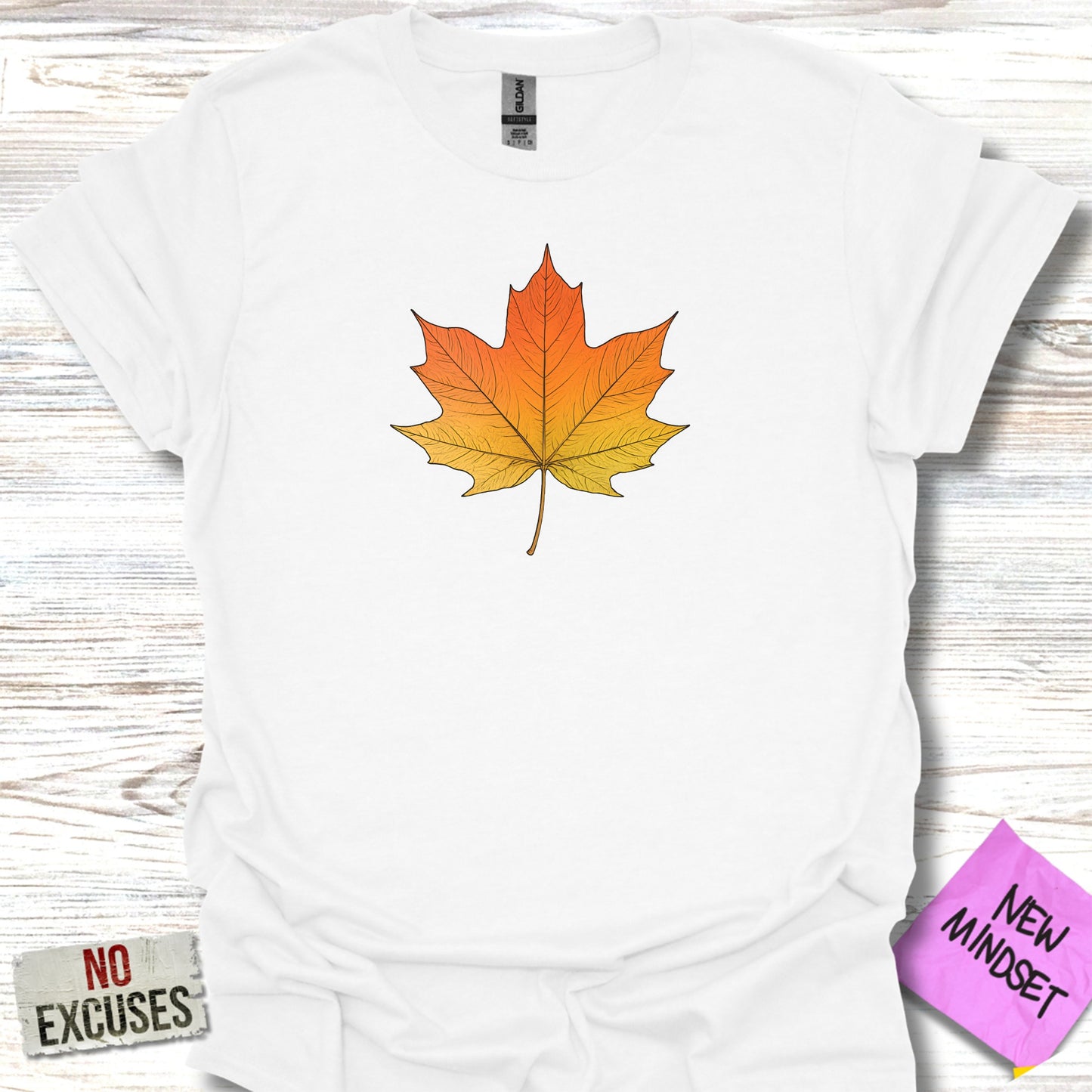 Vibrant Maple Leaf Print No Excuses New Mindset product