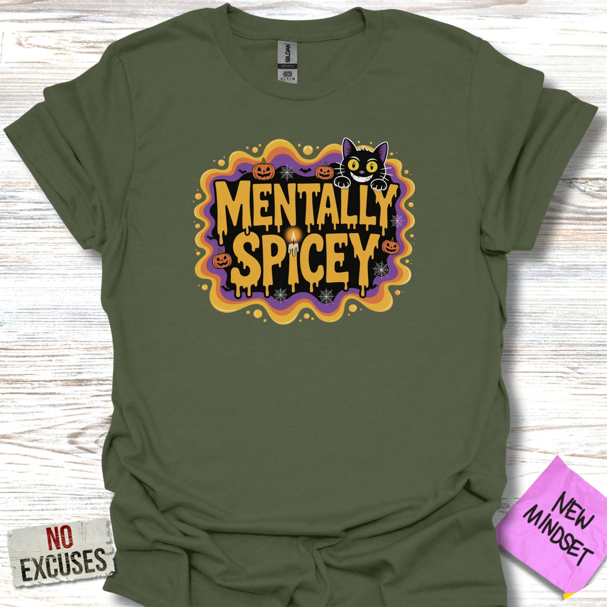 Mentally Spicy Halloween Cat Graphic T-Shirt product type