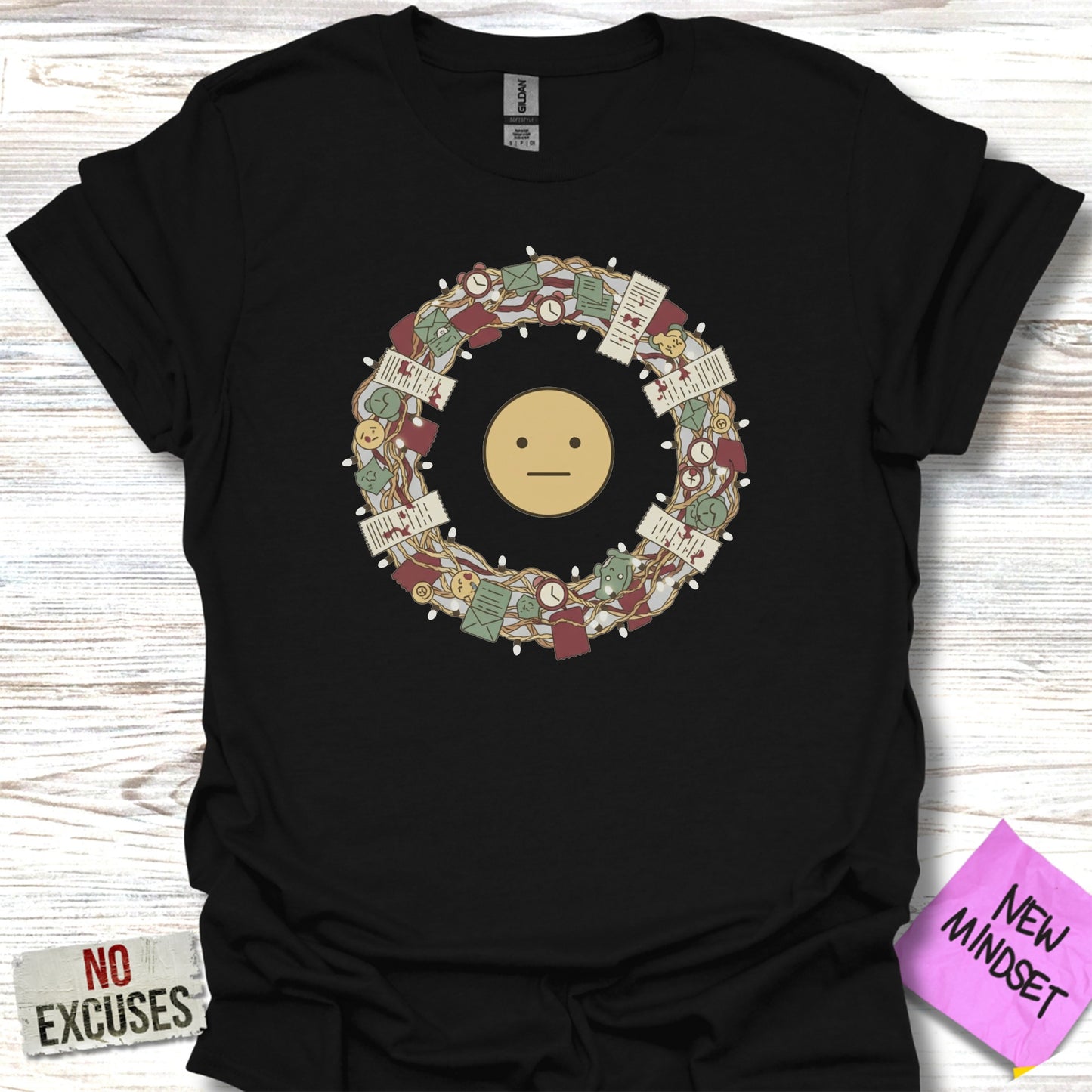 Funny Emoji Surrounded by Coffee Mugs T-Shirt Product