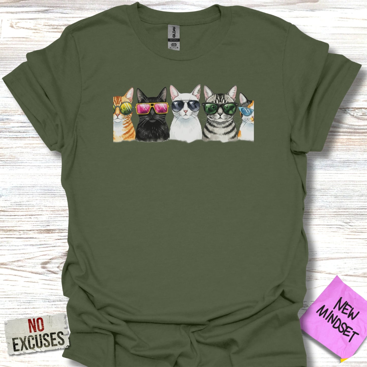 Cool Cats with Sunglasses Green T-Shirt product