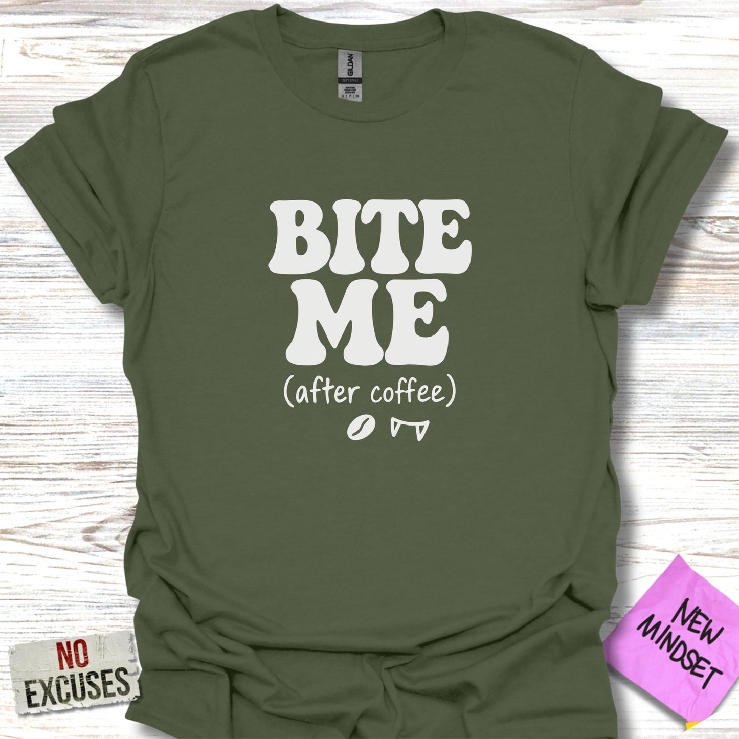 BITE ME after coffee statement shirt casual product