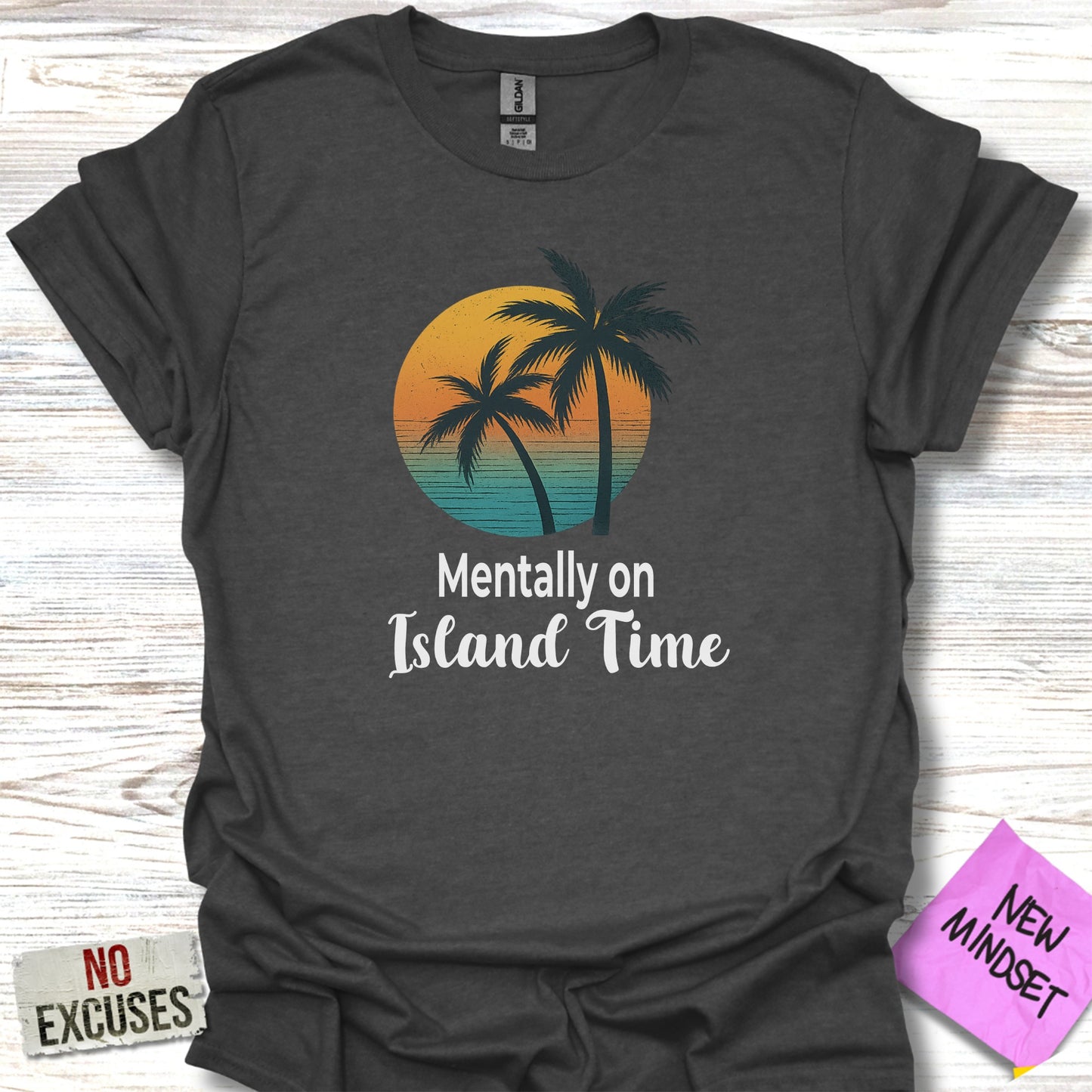 Mentally on Island Time T-Shirt with Palm Trees product type