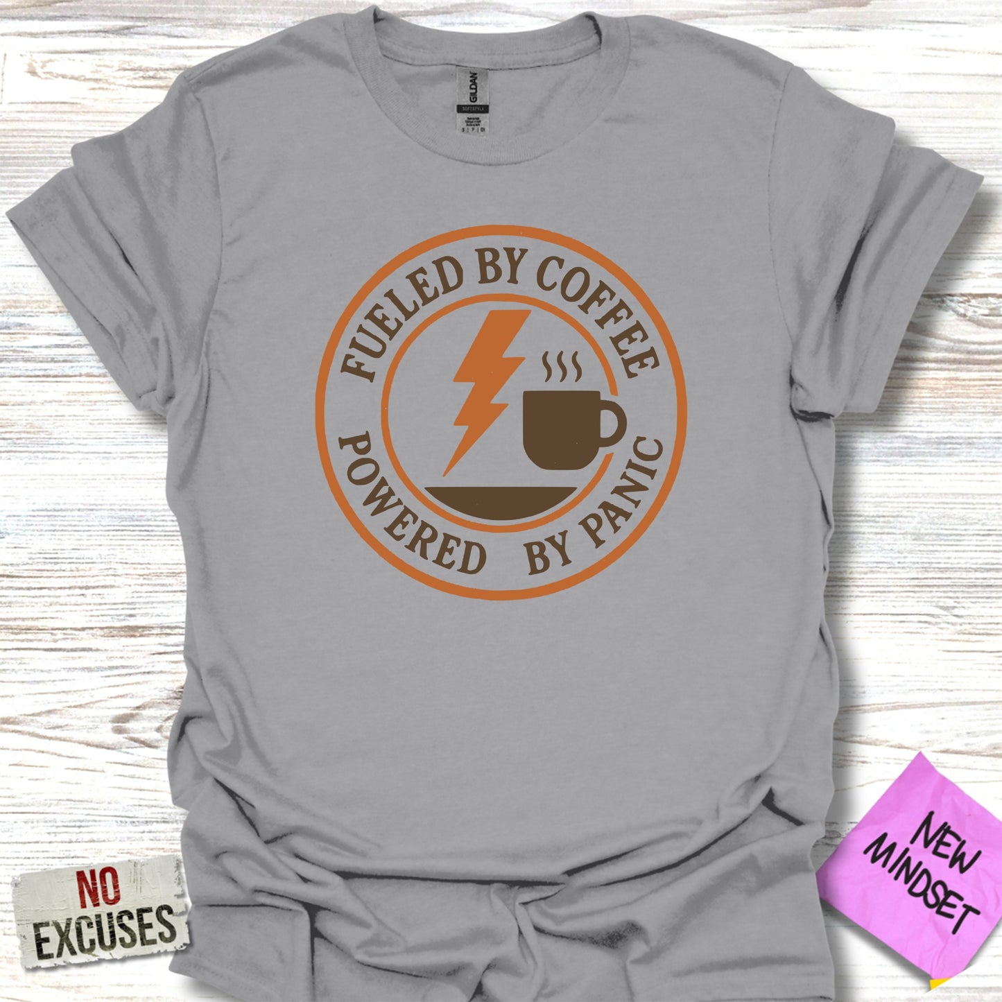 Fueled by Coffee Powered by Panic Graphic T-Shirt product